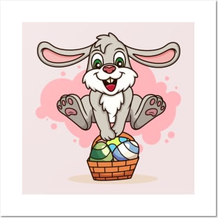 Easter Bunny with Eggs Posters and Art